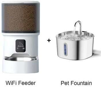 Inspire Select 4L Smart Pet Feeder & 2.2L Water Fountain Set WiFi App, HD Camera & Stainless Steel Bowl wifi And Fountain l