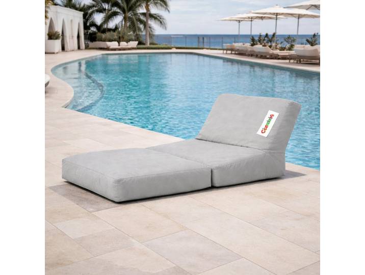 Pouf transat de jardin imperméable pliant ARTA - Gris