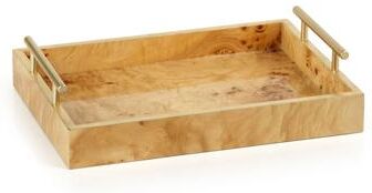 Zodax Dubbo Burl Wood Rectangular Tray with Gold Handles
