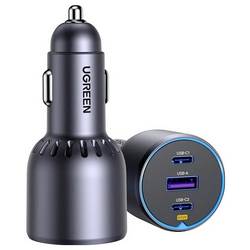 UGREEN 35024 KFZ-Ladestation 75 W USB 2.0 Buchse A, USB-C® Buchse, USB-C® Buchse Fast Charge Grau KFZ Schnellladegerät