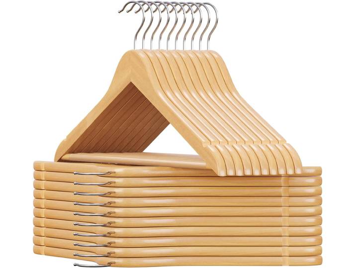 Kleiderbügel Holz 20er Set Einkerbungen im Schulterbereich