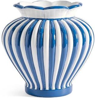 Blaire Scalloped Pot Planter - Blue & White Striped - Grandin Road
