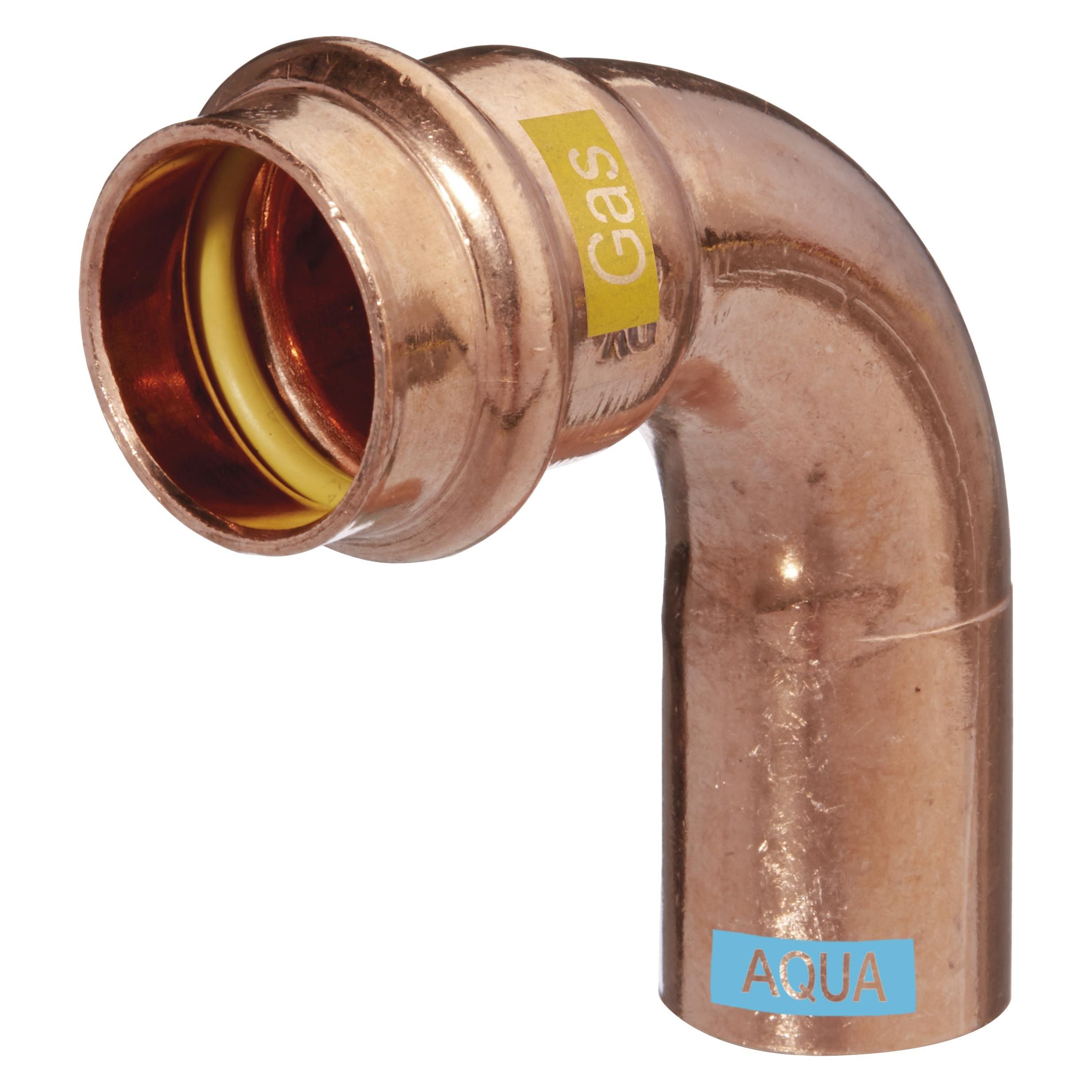Hermann schmidt HS Bogen V-Press Copper AQUAGAS 90Grad/IA, 18x18mm (Pressverbindung) (452101818)