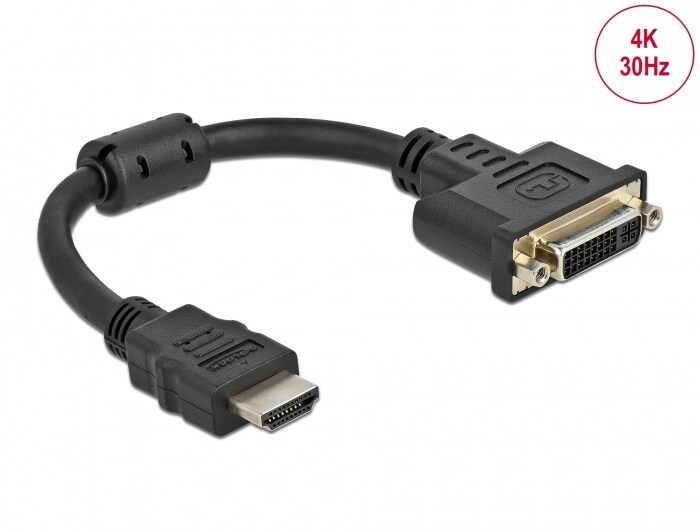 Delock Adapter HDMI Stecker zu DVI 24+5 Buchse 4K 30 Hz 20 cm 65206
