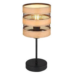 Tischleuchte Tischlampe Beistellleuchte Holz Gitterschirm schwarz H 33,5 cm