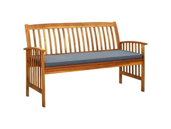 SALE 2026  Banc de jardin Gris - Banc de jardin avec coussin 147cm - bois d'acacia massif PRO534341909