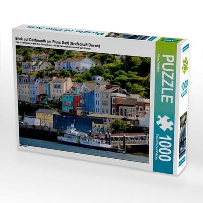 CALVENDO Puzzle Blick auf Dartmouth am Fluss Dart (Grafschaft Devon) | 1000 Teile Lege-Größe 64x48cm Foto-Puzzle für glückliche Stunden