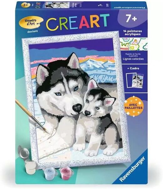 CreArt Kids 18x24cm : Doux bisous de Husky - Ravensburger
