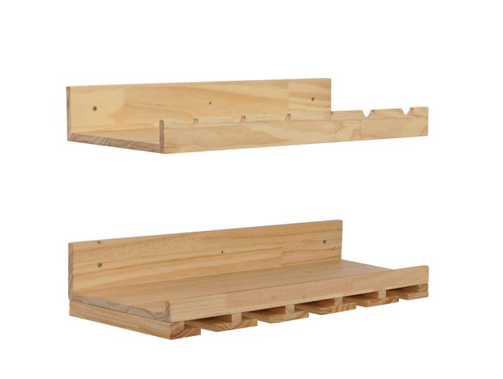 MCW Weinregal Hellbraun 2er-Set-Set, Holz, 61x12x28 cm, Weinregale