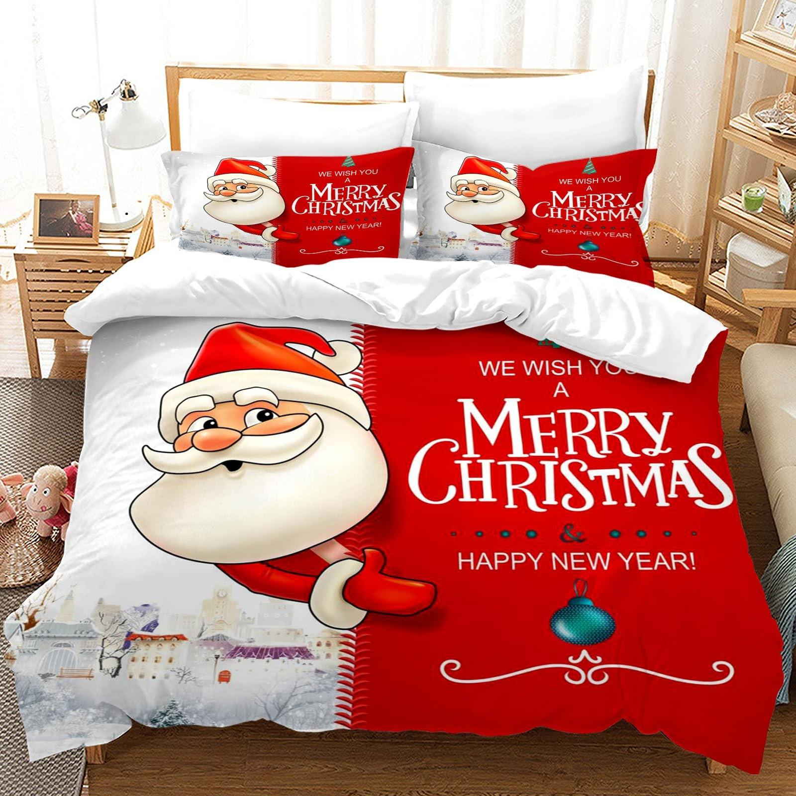 Solidchoice Kerst Dekbedovertrekset Microfiber met Kussenslopen 220 x 240 cm