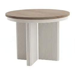 ESSTISCH Prestige runder Design-Tisch, ausziehbar Ø 100–180 cm, Walnuss+Kaschmir