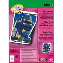 Sigel Photopapier A4 200g/qm für Farb-Laser/-Kopierer glossy VE=14x100 Blatt