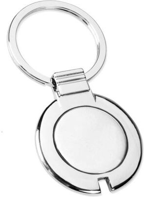 Portachiavi metallo cromato anello piatto Ø3,5cm con astuccio regalo Personalizzate o neutre