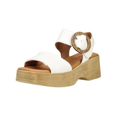 Riemchensandale GABOR "Gabor Sandalen Glattleder", Damen, Gr. 38,5, Leder, weiß, Glattleder, Schuhe Riemchensandale