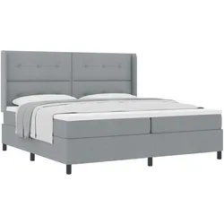 vidaXL, Boxspringbett, Boxspringbett Mit Matratze Stoff Hellgrau (200 x 200 cm)