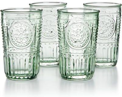 Bormioli Rocco Romantic 10¼ oz, Tumber/Beverage Set of 4, Light Blue