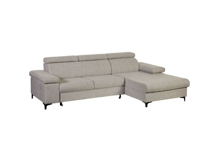 Canapé méridienne droite 3 places convertible tissu gris chiné