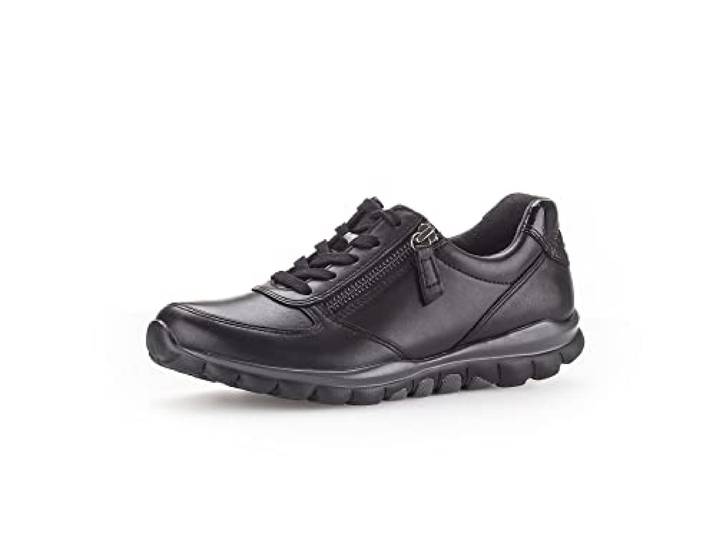 Gabor Damen Low-Top Sneaker, Frauen Halbschuhe,Wechselfußbett,Laufschuhe,schnürschuhe,schnürer,Plateausohle,Sportschuhe,schwarz,37.5 EU / 4.5 UK
