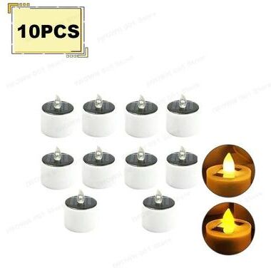 Uplift Picks Solar Flameless Tea Light Candles For Waterproof Outdoor Holiday Decor Ambiance 10 Pcs warm