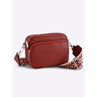 Schultertasche HEINE, Damen, Gr. B/H/T: 19cm x 14cm x 8cm, rot, Baumwollmischung, Viskosemischung, unifarben, Taschen Schultertasche
