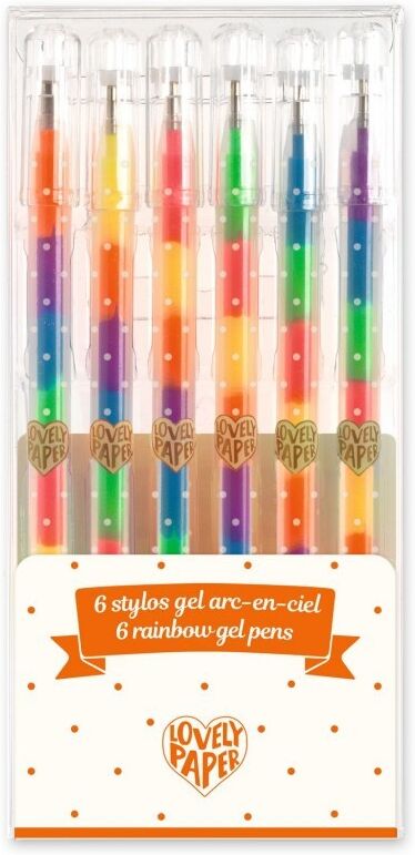 6 Stylos Gel Arc en ciel Lovely Paper - Djeco