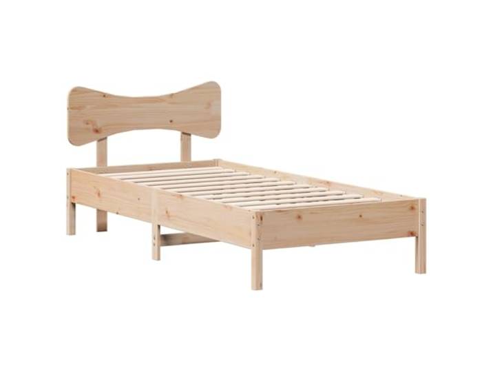 PUGYNBK Bettgestell aus massivem Kiefernholz, 75 x 190 cm Lattenrost im Lieferumfang enthalten, stabile Beine, Kopfteil für Unterstützung, ohne Matratze