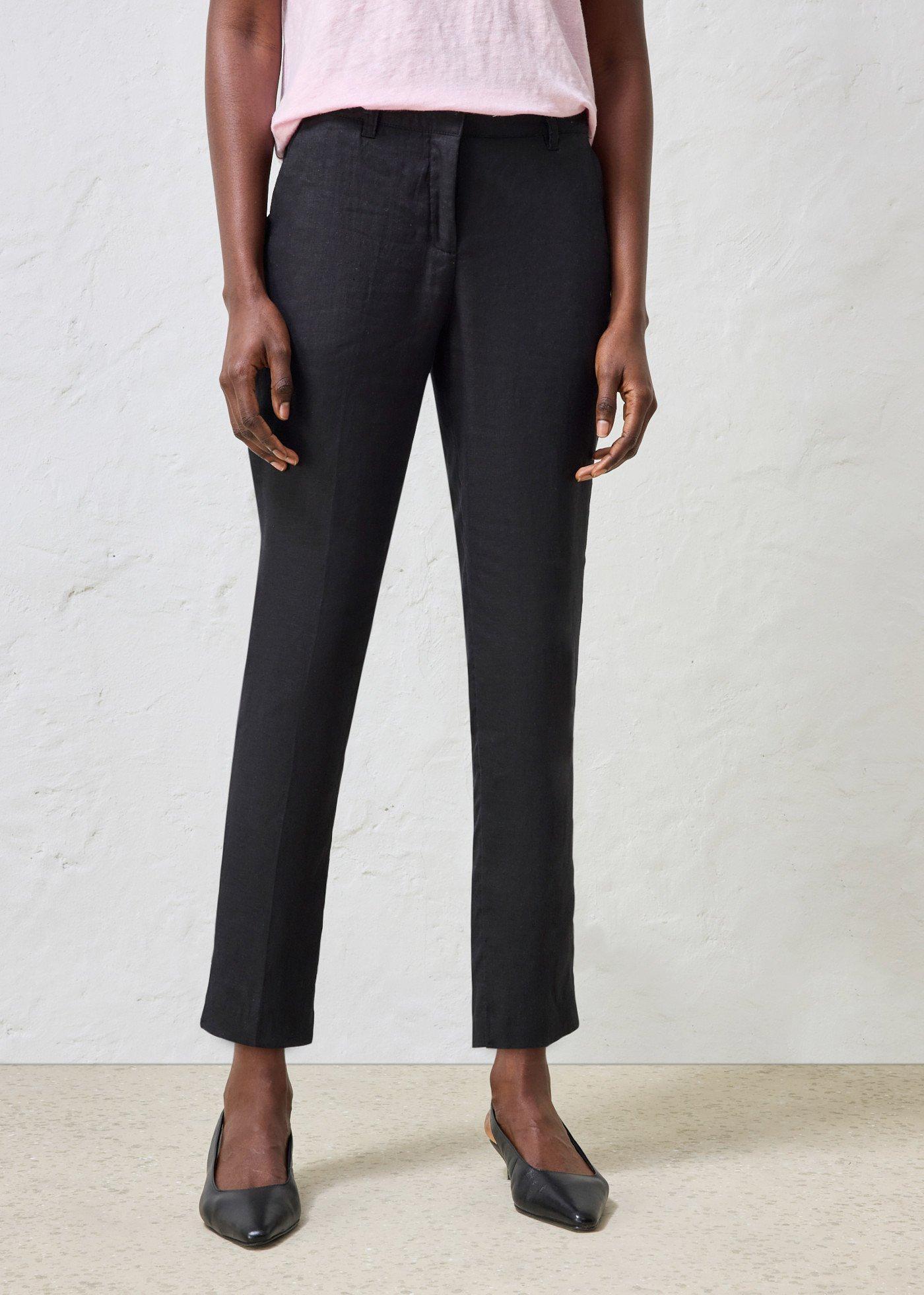 bonprix verkürzte Hose aus reinem Leinen, schwarz, Gr.54, elegante schmale Hose aus Leinen Premium Qualität, aus Leinen