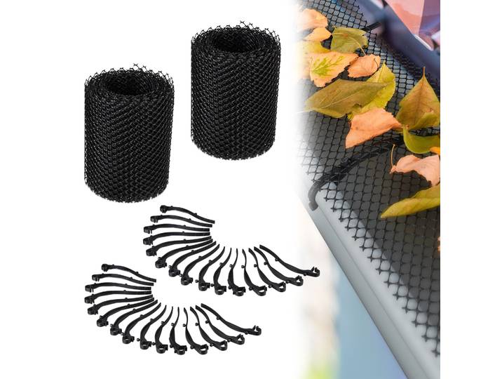 Dachrinnen Laubschutz à 6m 2er-Set Schwarz