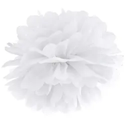 100x Papierpompons, weiß, 25cm