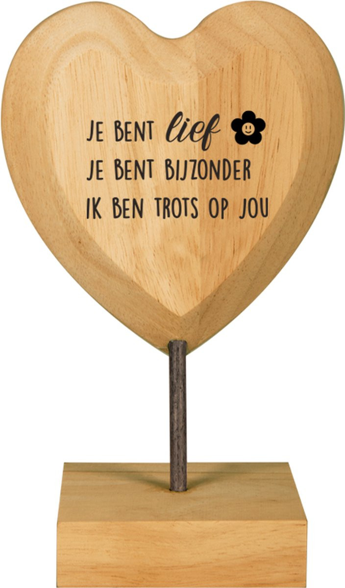 Houten hartjes Je bent lief decoratie voor op tafel