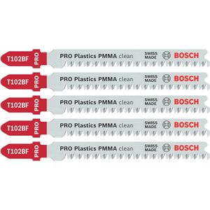 Bosch Stichsägeblätter PRO Plastics PMMA clean T102BF, für Kunststoff, 5 Stück