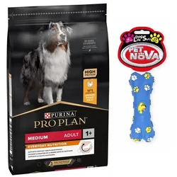 Purina Pro Plan Medium Adult Optibalance, Huhn und Reis 14kg + Gummiknochen GRATIS!
