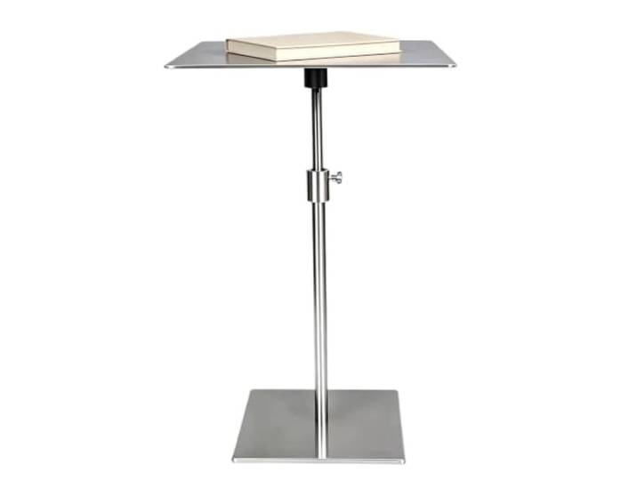 Hochtisch aus Edelstahl für Kaffee Tee Esszimmer Bistrotisch verstellbar Bartisch, kleine Beistelltische – Vintage-Gold, Cocktailtisch mit stabilem Sockel(Silver,50cmx50cm)