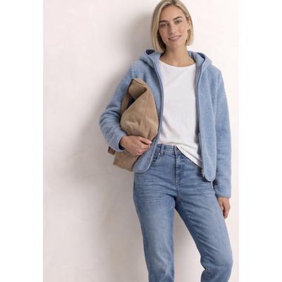Cardigan STREET ONE, Damen, Gr. 40, blau (northern blau), Stoff, 100% Polyester, unifarben, comfort fit normal, ohne Ausschnitt, normaler Saum, Strickjacken, mit Kapuze