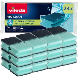 Vileda Spülschwamm Pro Clean Topfreiniger Big Pack, mit Griffrille, Scheuerseite & natürlichen Enzymen, 24 Stück