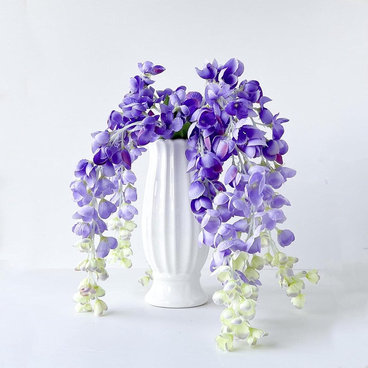 Kunst Wisteria Boeket Paars - Zijden Blauweregen Decoratie - 55 cm