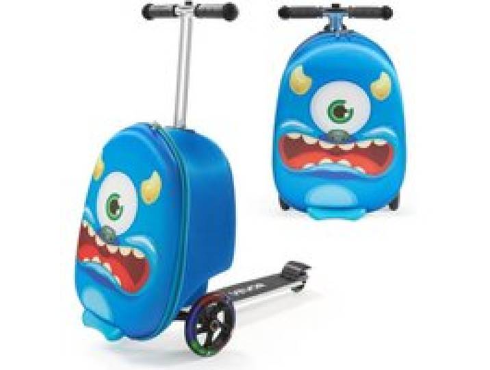 VEVOR Scooter Koffer, 20 L Fassungsvermögen, Reisekoffer mit Flash-PU-Rädern, TPR-Anti-Rutsch-Griff, max. Gewichtskapazität 50 kg, Kinderkoffer Handgepäck, für Kinder ab 5 Jahren, Blau