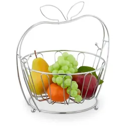 Relaxdays Obstschale "Apfel" aus Metall Silber