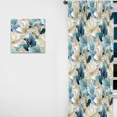 DESIGN ART "Designart ""Coastal Symphony Tropical Pattern"" Floral Curtain - Blackout Floral Curtain - 1 Panel"