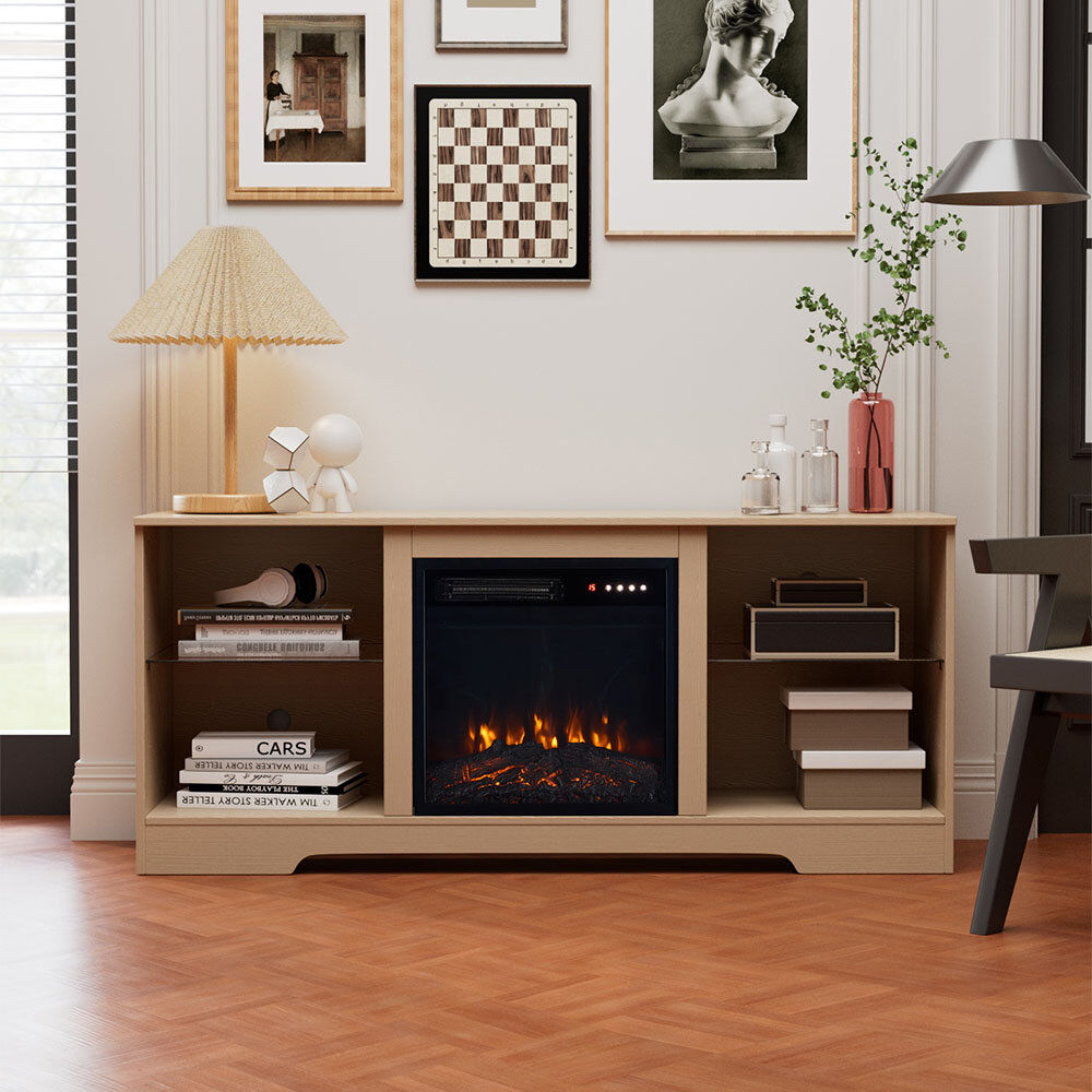 ClassicLiving TV Stand Fireplace for TVs up to 75" Fireplace Brown 75"