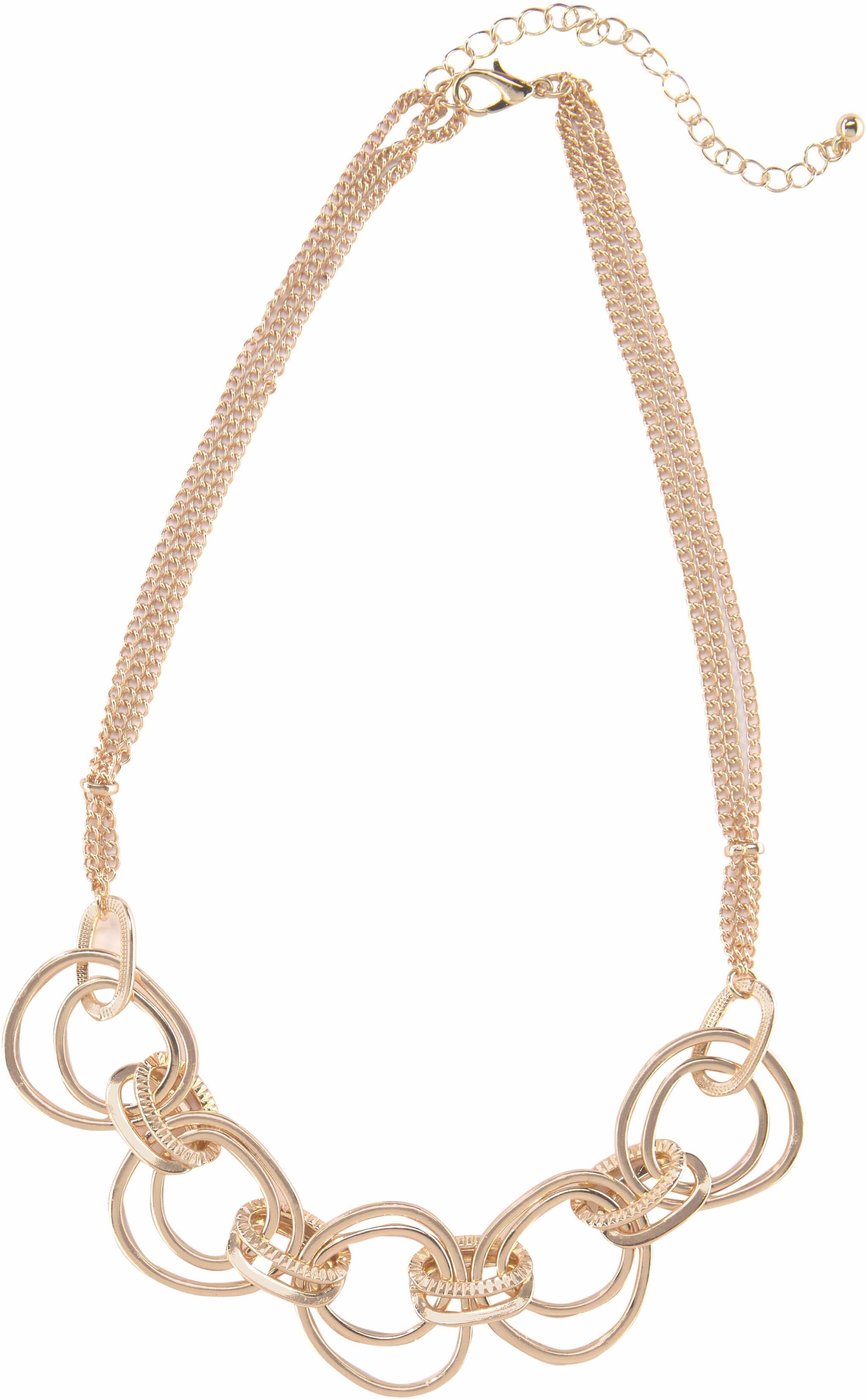 Collier FIRETTI "eingehängte Ringzierde, mehrreihig", gold (gelbgoldfarben), Halsketten, Damen, Metall, L: 50, Collier gelbgoldfarben Metall, L: 50