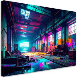 LEINWANDBILD Verlassene alte Fabrik 60x40cm