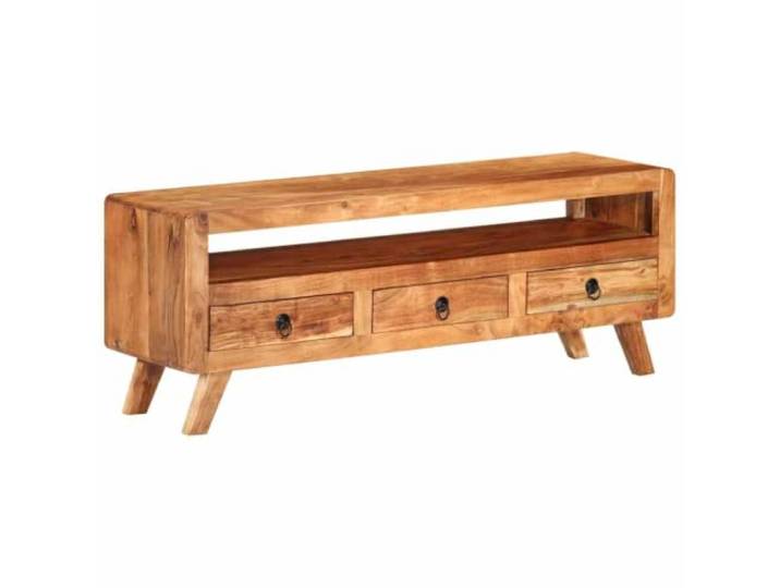 KGFHERENB TV-Schrank 110x30x40 cm Fernsehtisch Massivholz Akazie Organisierter Stauraum im Schlafzimmer dank 3 Schubladen und offener Ablagefläche mit natürlicher Maserung.