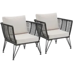 tectake Garten-Loungesessel Sundo im Rope-Design - 2er anthrazit