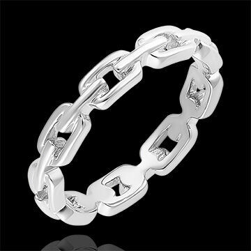 Edenly Ring Auge des Orients - Zarte kubanische Kettenglieder - 9 Karat WeiÃŸgo