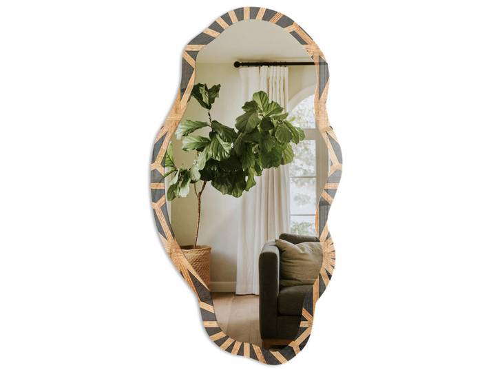 Tulup Spiegel 90x45 cm asymmetrisch mit Druck - Energie des Musters, Transparent, Glas, Organisch, 45x90x0.4 cm, Spiegel, Wandspiegel