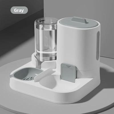 Inspire Select 2 in 1 Automatic Cat Feeder Water Dispenser Set Tilted Gravity Food Feeder And Waterer For Cats & Small Dogs c Gray