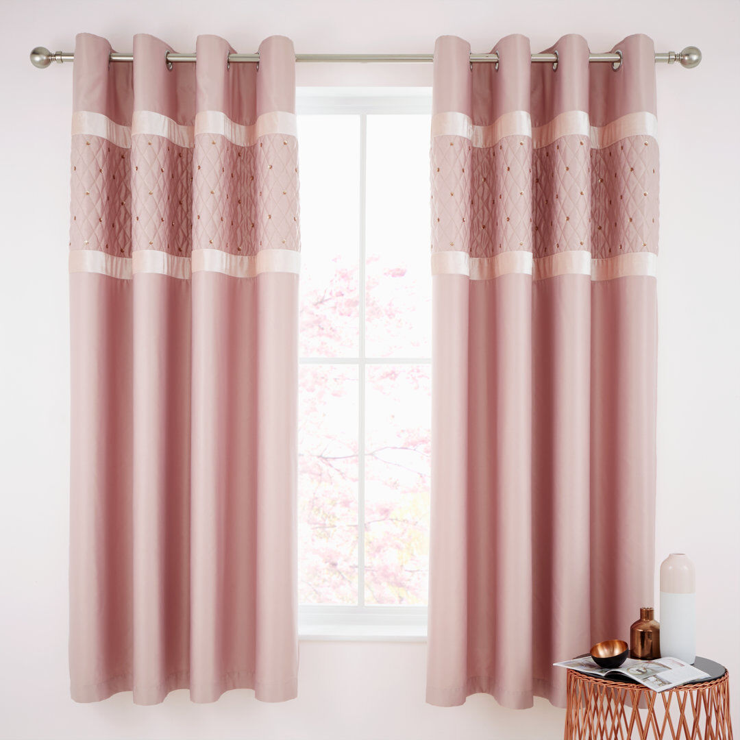 Catherine Lansfield Sequin Cluster Lined Eyelet Curtains Duck Egg 168 W x 183 D cm