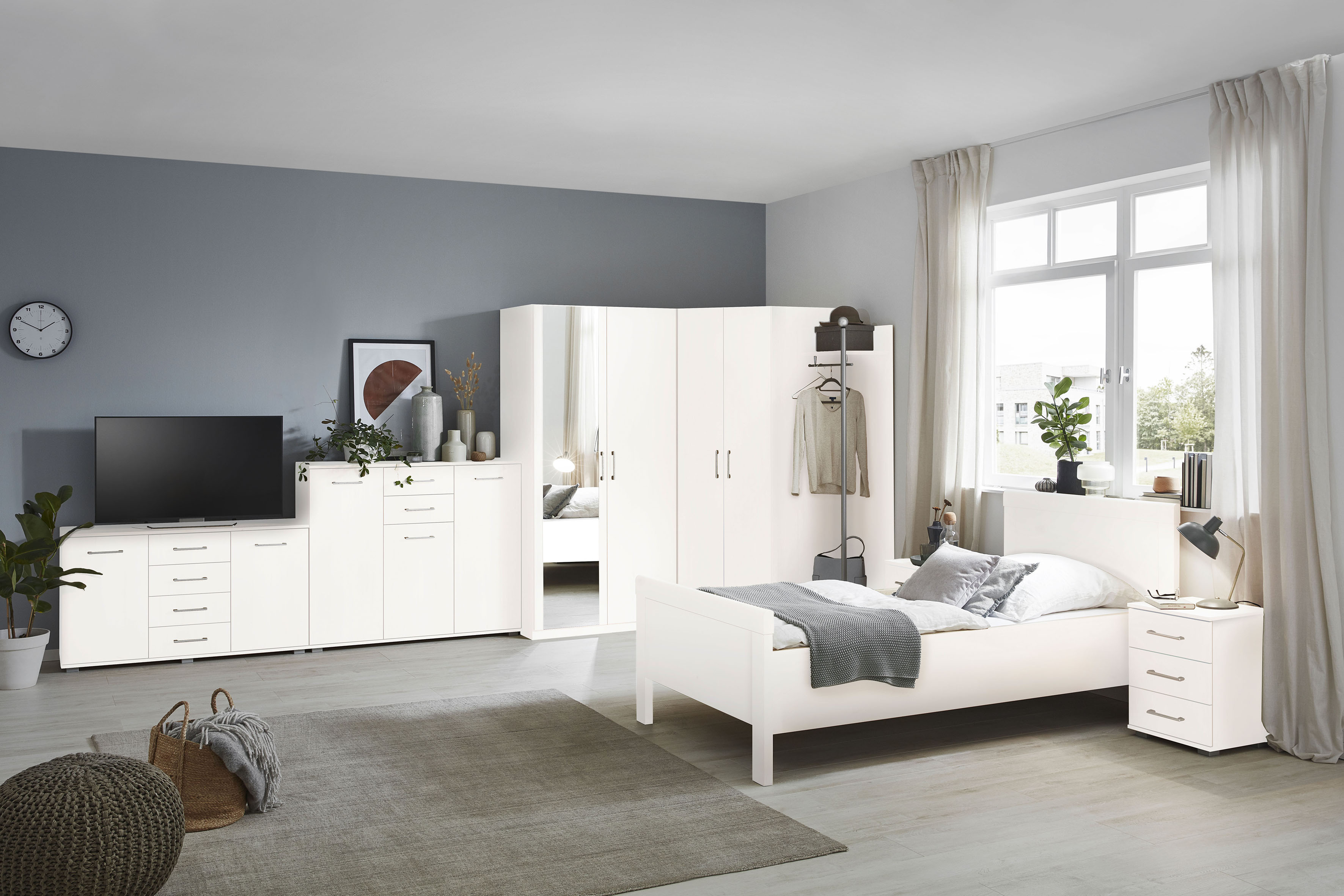 Nachtkommode PRIESS "Lindau", weiss (weiß), B:41cm H:54cm T:38cm, Holzwerkstoff, Sideboards, Nachtkommode weiß B/H/T: 41cm x 54cm x 38cm, 3 Stk.