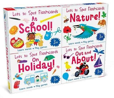 Miles Kelly Publishing Ltd Lots to Spot Flashcards Tray: My Busy Day 4 Pack (At School, Nature, Out and About, On Holiday)